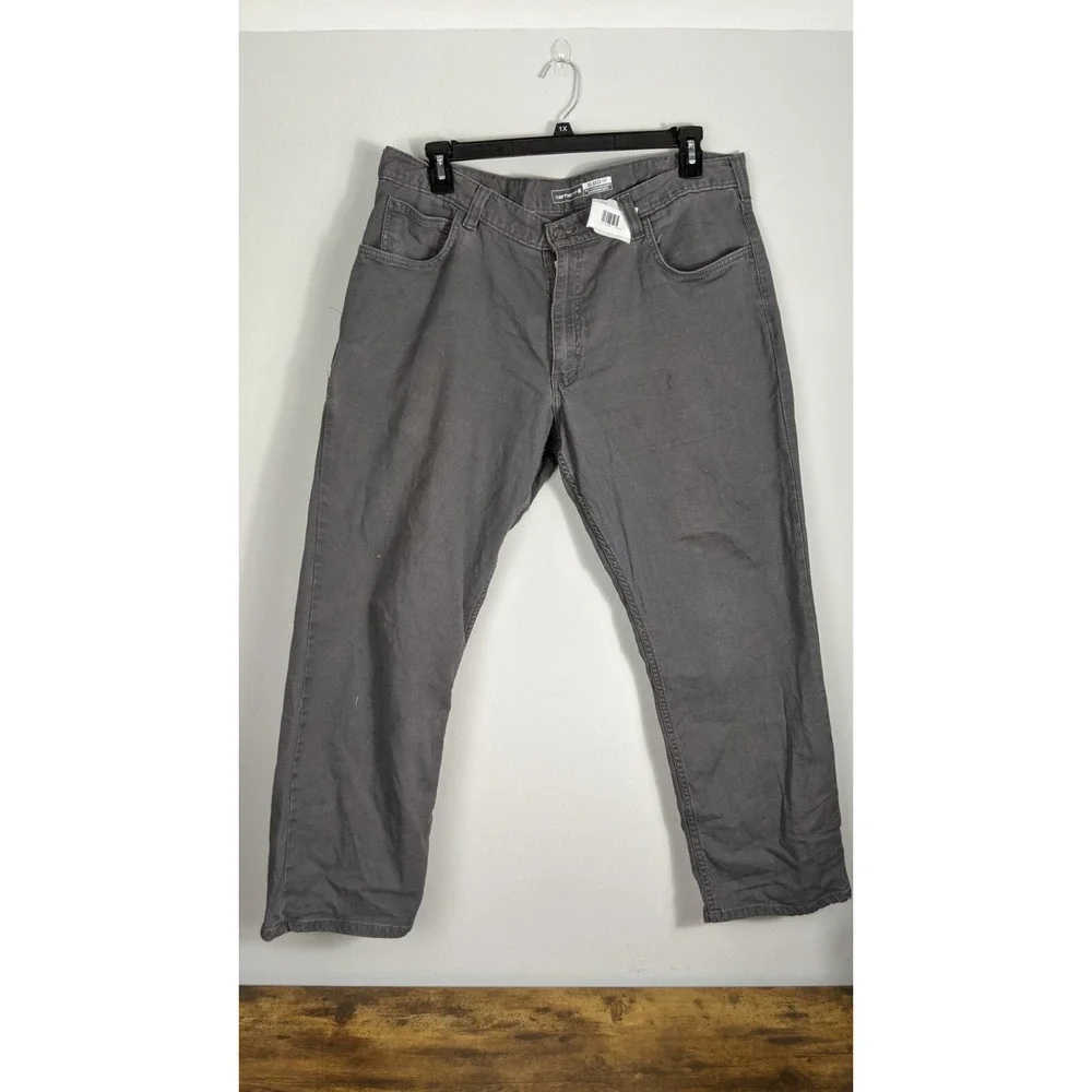 Carhartt Men's Relaxed Fit Rugged Flex Canvas Work‎ Pants Gray Size 38x30